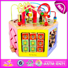 2015 nuevo juguete de perlas de madera para niños, perlas de colores de juguete para niños, multifuncional perlas de madera juguete para bebé W11b055